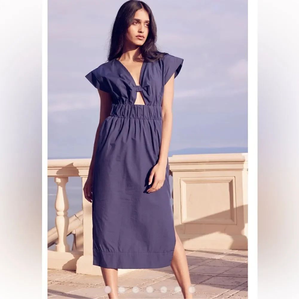 MISA Los Angeles CLAUDINE midi DRESS in dark blue size XS